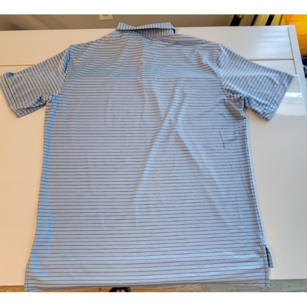Peter Millar Polo Men Large Summer Comfort Blue Striped - Picture 3 of 9